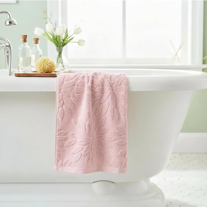 Artoid Mode 1 Pc Pink 3D Dahlia Floral Jacquard Hand Towels - Image 4