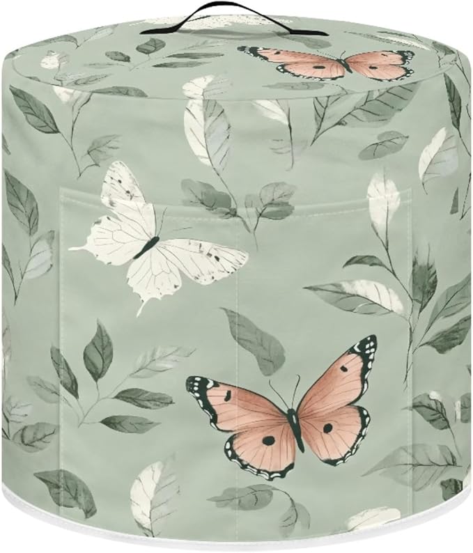 Dust Cover for 8 Quart Pressure Cooker Cover Dust Protection Easy Cleaning Electric Appliance Air Fryer with Pocket Home Decor, Butterfly Leaf Green