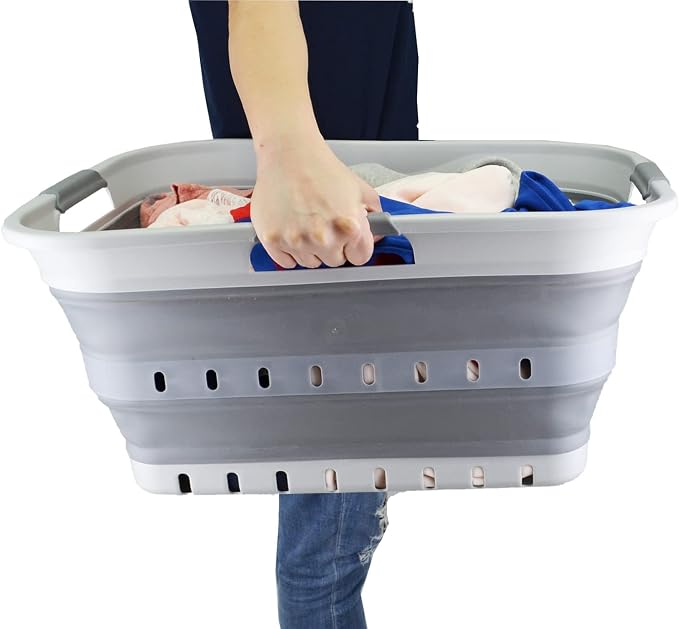 SAMMART 42 Collapsible Plastic Laundry Basket, Foldable Pop Up Storage - Image 7