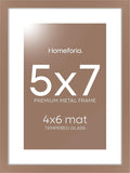 Homeforia 5x7 Picture Frame Mocha, High End Metal 5 x 7 Mocha Frames with Mat 4 x 6 for Art, 5x7 Desk Frame Matted to 4x6 inch Photo, 5 by 7 Wall or Tabletop Frames, Tempered Glass, Wall Kit, Set of 1