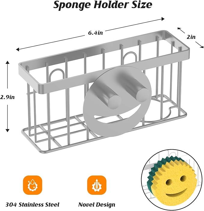 MURLONG Sponge Holder Smiley Face, Sink Organizer - Image 2