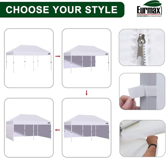 Eurmax USA 10'x20' Pop Up Canopy Tent Commercial Instant Canopies with Heavy Duty Roller Bag,Bonus 6 Sand Weights Bags (Kelly Green)