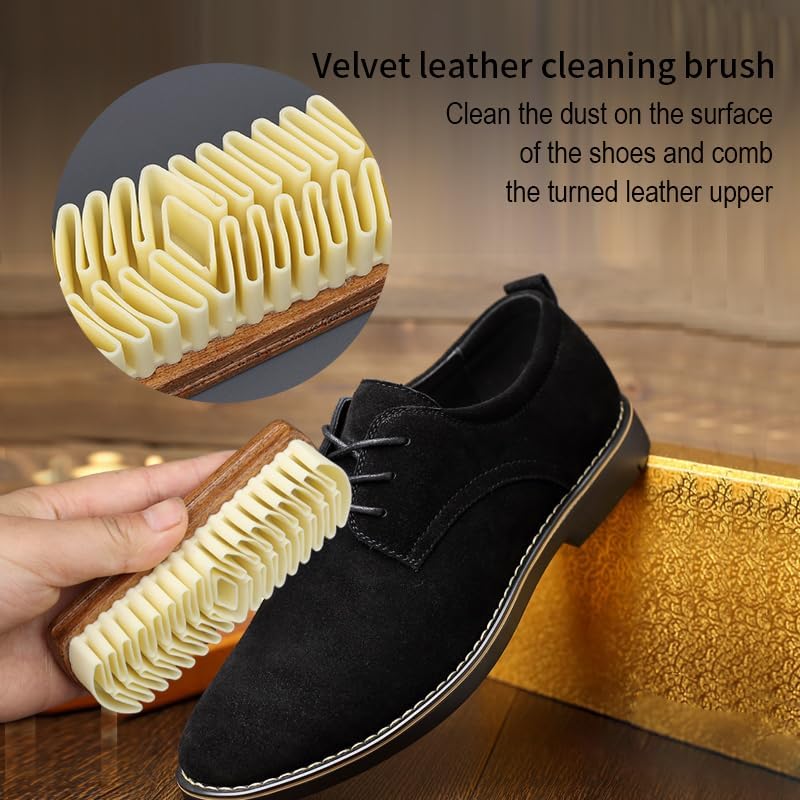 MAXIMILIAN Shoe Shine Brush Kit 3Pcs Suede Brush Solid Wood Shoe Brushes - Image 6