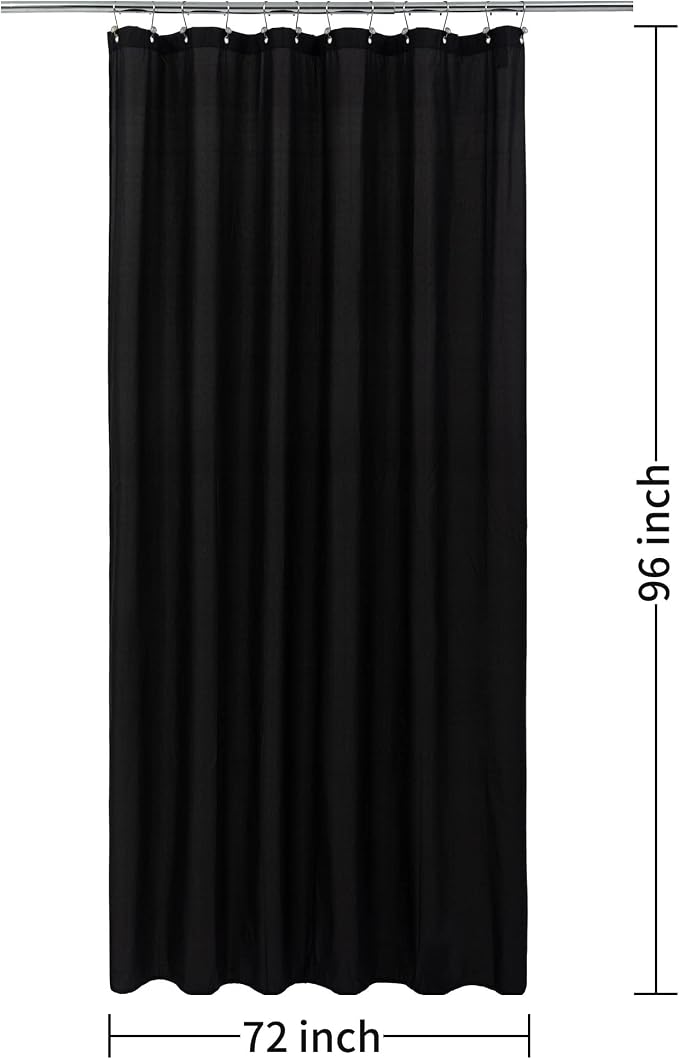 ALYVIA SPRING 72x96 Extra Long Waterproof Fabric Shower Curtain Liner Black - Image 7