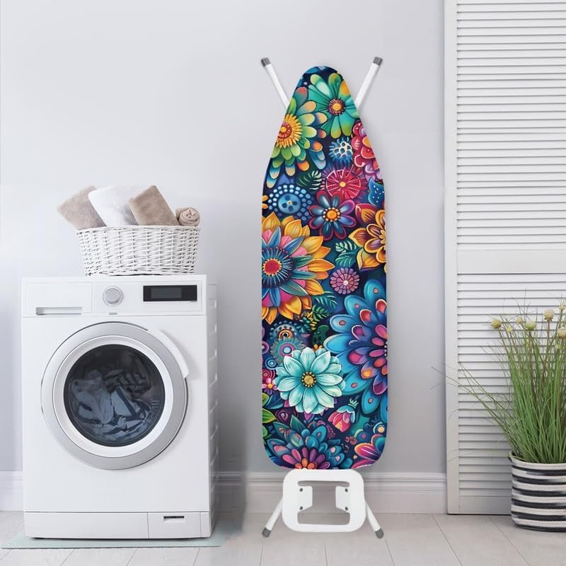 Hippie Flower Ironing Board Cover Colorful Lotus Daisy Flowers Stretchy Ironing - Image 3