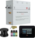 Builders Series 7.5kW Steam Bath Generator with Quickstart Continuous Steam, Black Digital Touch Pad, Built-in Auto-Drain, and Aroma Steamhead in Matte Black