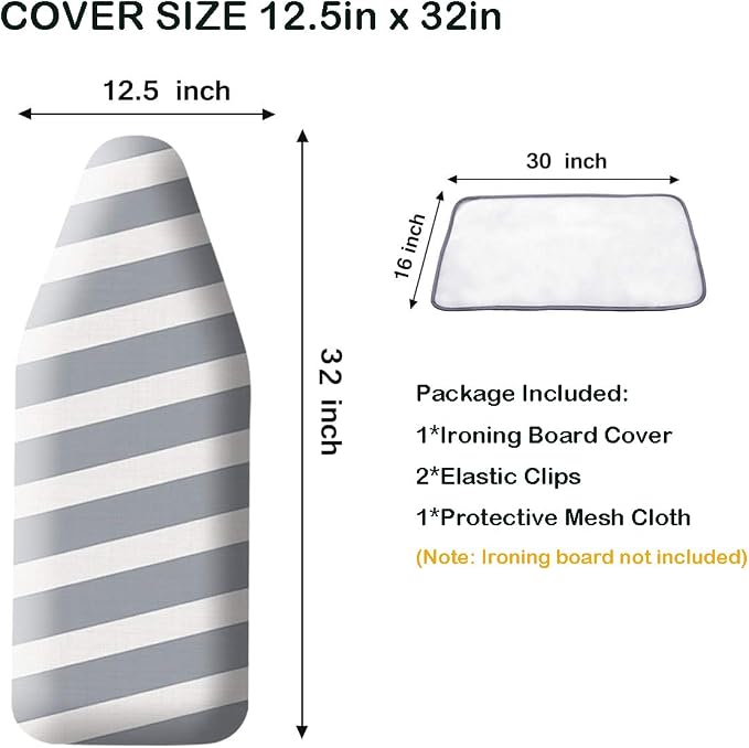 SheeChung 12.5"x32" Small Ironing Board Cover and Pad, Extra Thick Padding - Image 2