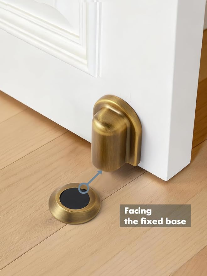 4 Pack Antique Brass Door Stopper Magnetic Door Cathc Floor Mounted Door Stop - Image 4