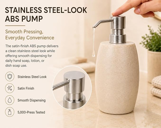 Clasin Home Sandstone Textured Resin Soap Dispenser - Image 3