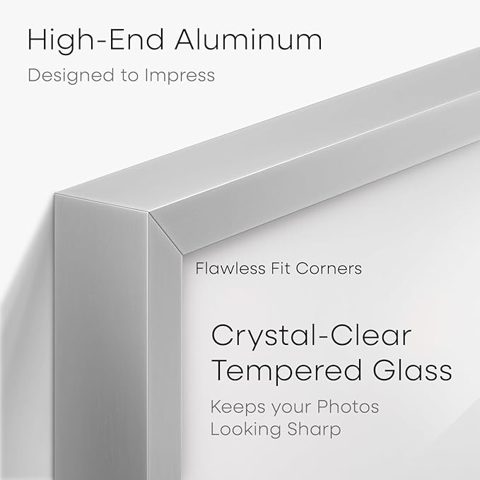 Homeforia 8.5x11 Diploma Frame Silver, High End Metal 8.5 x 11 Certificate Frames, 11x8.5 Document Frame for Wall or Tabletop, 8.5by11 Letter Size Graduation Frames, Tempered Glass, Wall Kit, Set of 3