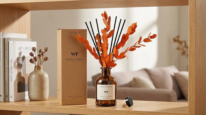 Reed Diffuser Set for Bathroom Air Fresheners, Oil Diffuser Sticks | Sandalwood - Image 7