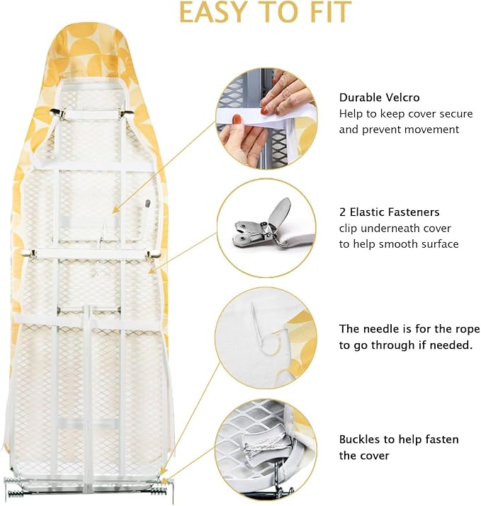 SheeChung 14"x42" Over The Door Ironing Board Cover and Pad, Heat Resistance - Image 4