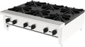 6 Burner Commercial Stock Pot Range, Heavy Duty Countertop Gas Stove, 168000 BTU, Stainless Steel Body with Cast Iron Burners, Natural Gas/Propane, 3/4" NPT