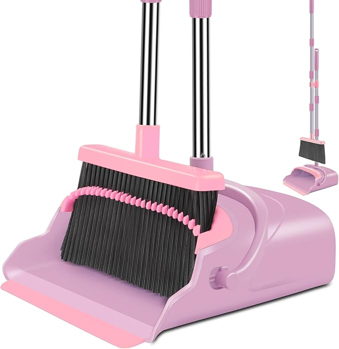 Broom and Dustpan Set for Home, Indoor&Outdoor Sweeping, Stand Up Broom and by Kelamayi