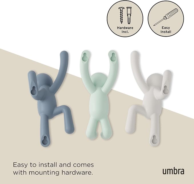 Umbra Buddy Wall Hooks, Wall Mount Coat Hooks, holds 5lbs per hook, entryway - Image 6