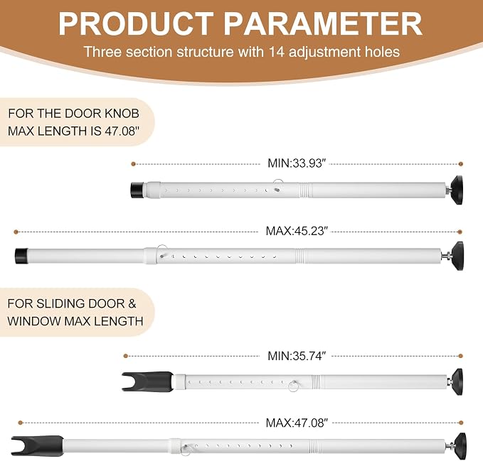 Sliding Glass Door Security Bar, Patio Door Barricade Security Bar, Apartment - Image 5