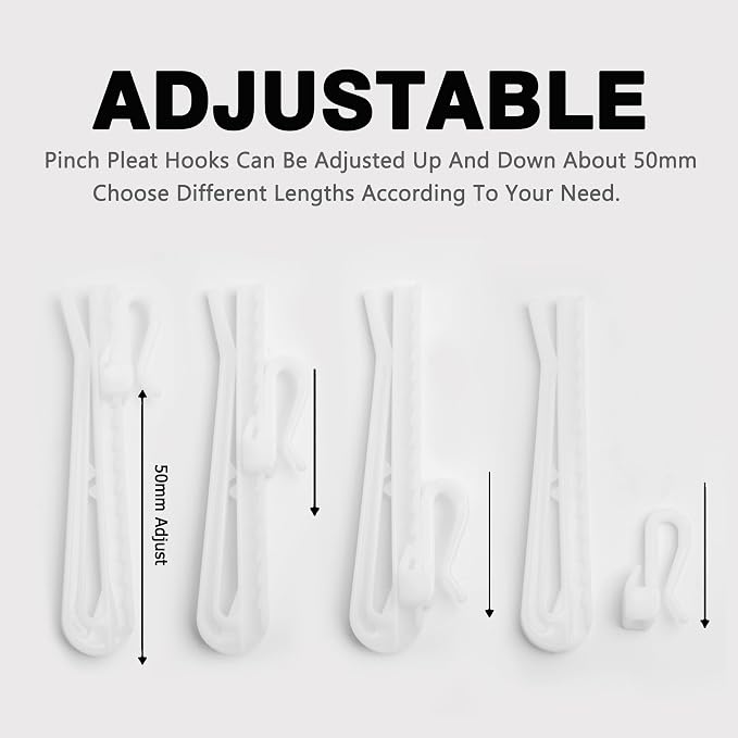 80 Pcs Adjustable Pinch Pleat Curtain Hooks Curtain Clips, Plastic Curtain Hooks - Image 2