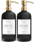 Vine Creations Black Glass Soap Dispenser, 2 Pack Kitchen Soap Dispenser Set by VineCreations