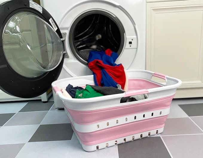 SAMMART 42 Collapsible Plastic Laundry Basket, Foldable Pop Up Storage - Image 2