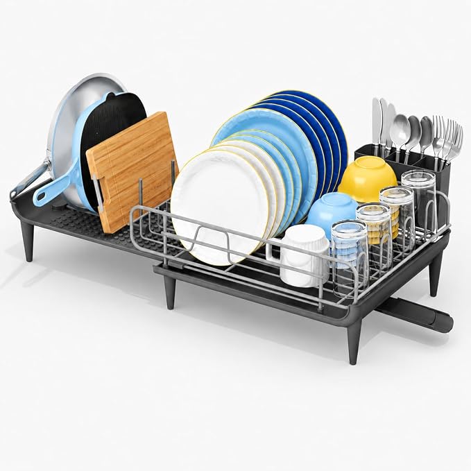 TOOLF Large Dish Rack for Kitchen Counter, 16.7-26.8in, Stainless Steel - Image 9