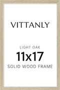 Vittanly 11x17 Picture Frame, Solid Wood Frame with Plexiglass, Includes 8x12 Mat, Wall Hanging for Photos, Home Decor, Light OAK, 1 Pack