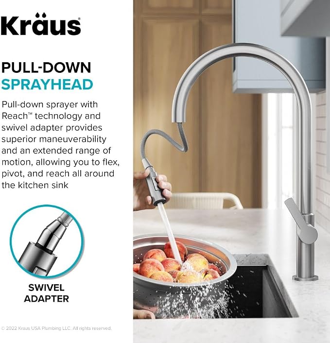 KRAUS Oletto High-Arc Single Handle Pull-Down Kitchen Faucet in Matte - Image 8