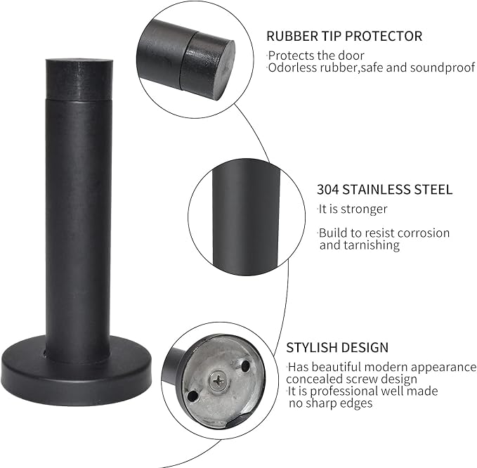 DOKU 10Pcs Door Stop, 3.5 Inch Heavy Duty 304 Stainless Steel Door Stopper - Image 2