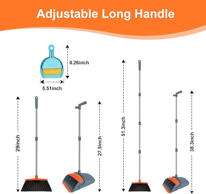 Broom and Dustpan Combo Set, Kitchens & Tight Spaces, Built-in Comb Dustpan - Image 3