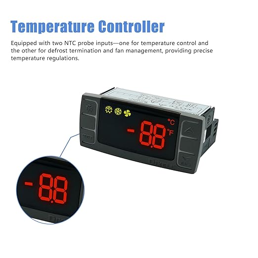 Temperature Controller XR06CX-4N1F1 Fit Commercial Refrigerators/Freezer 120V 50-60Hz Replace for Dixell Programmable Temperature Controller with Temperature Sensing Probe