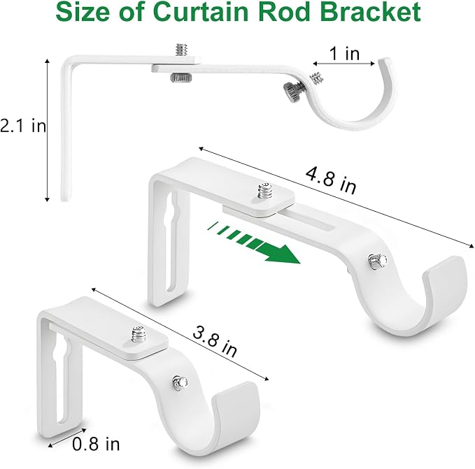 LLPJS Curtain Rod Bracket Adjustable, Drapery Rod Holder Hooks Support Hangers - Image 6