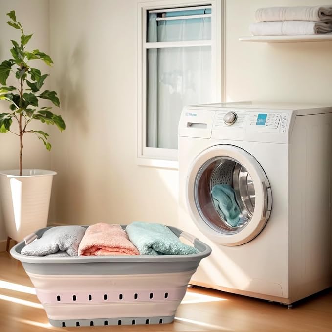 SAMMART 42 Collapsible Plastic Laundry Basket, Foldable Pop Up Storage - Image 5