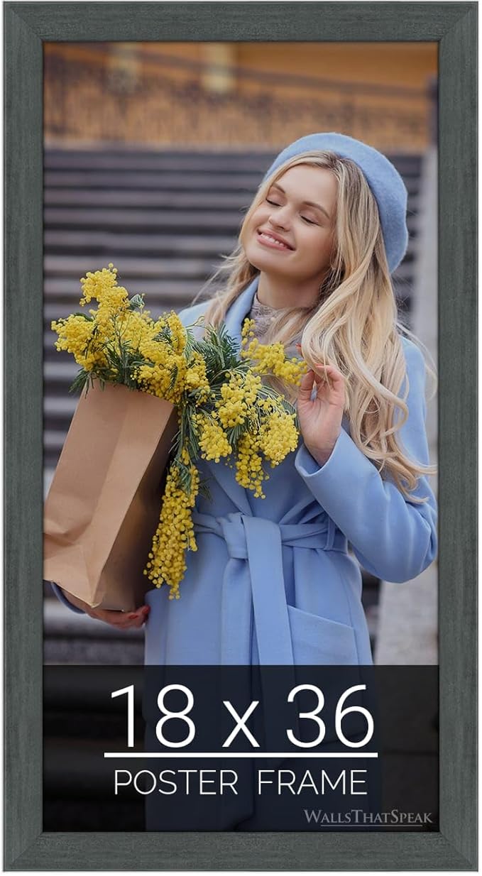 wallsthatspeak 18x36 Slate Gray Picture Frame for Puzzles Posters Photos or Artwork