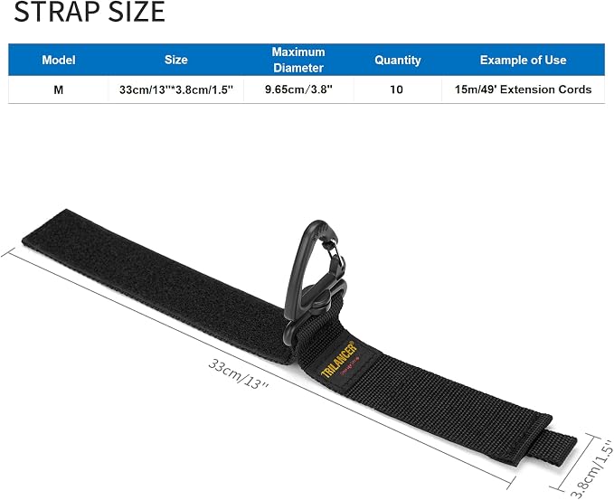 Trilancer Heavy Duty Storage Straps, Cord Organizer and Hanger | Hook-and-Loop - Image 2