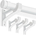 KOLAKO Curtain Rod Brackets Set of 4 White Heavy Duty Single Rod Holders Hooks by KOLAKO