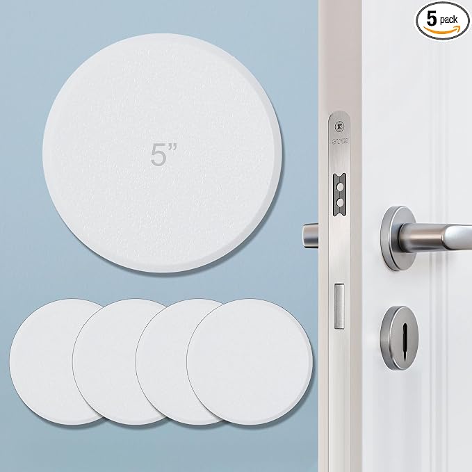 HOME MASTER HARDWARE 5" Wall Protector, 5 Pack Door Knob Wall Shield | White by HOME+MASTER+HARDWARE