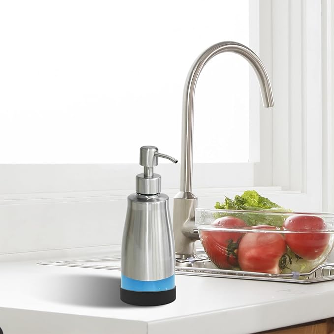 AUMIO 2-Pack Soap Dispenser Set, Stainless Steel & Glass - Image 5