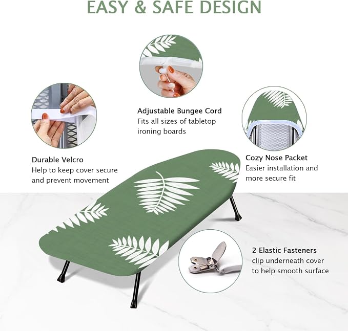 SheeChung 12.5"x32" Small Ironing Board Cover and Pad, Mini Iron Board Cover - Image 3