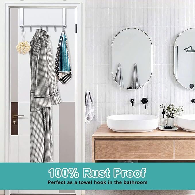 MGahyi Over The Door Hooks, Moving 6-Hooks, Over Door Towel Rack, Door Coat - Image 7