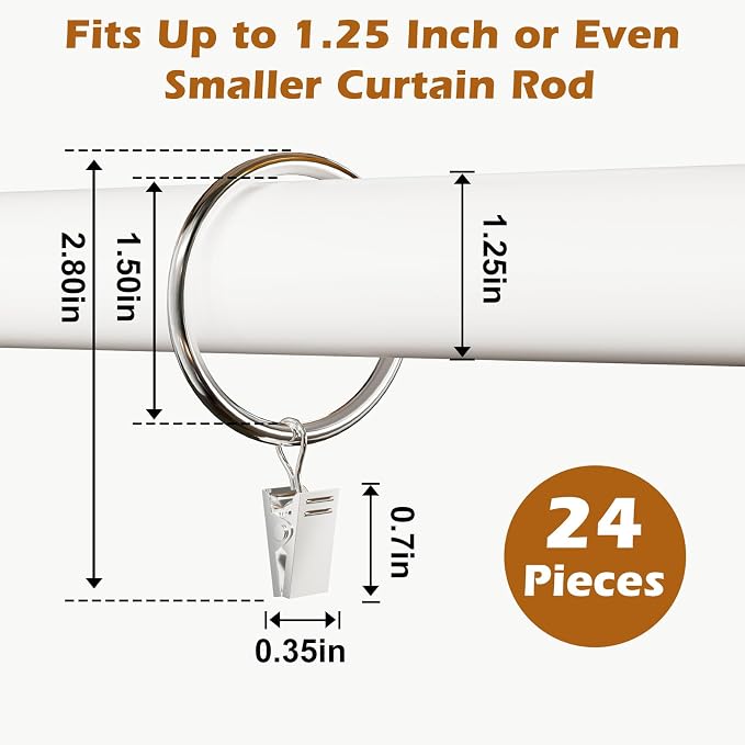 24 Pack Silver Metal Curtain Rings - Image 2