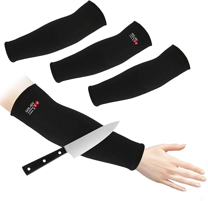 Arm Protectors For Thin Skin And Bruising, Cut Resistant Sleeves For Men Women, Kevlar Sleeves,A5 Level Protection Arm Sleeves For Gardening (Black, 2pairs, 11.8 In)