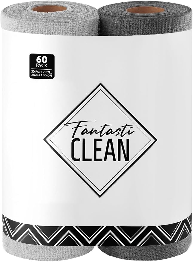 Fantasticlean Microfiber Cleaning Cloth Roll- 60 Sheets, Tear-away Microfiber by Fantasticlean