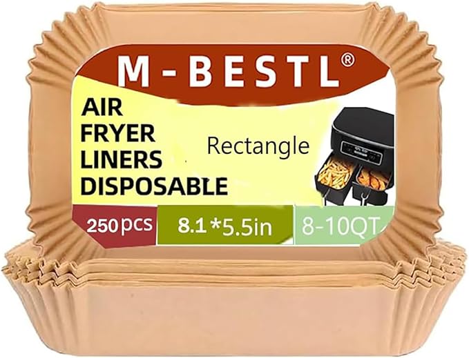 250 Pcs Air Fryer Liners Disposable,Food Grade Wood Pulp Parchment Paper Liners for Ninja DZ201 Dual Basket,Oil-proof& Non-stick(8.1x5.5 Inch,250Pcs)