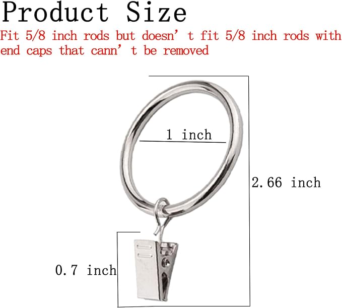 16 Pack Curtain Rings with Clips, Window Clip Rings Curtain Hooks Hangers Clip - Image 2