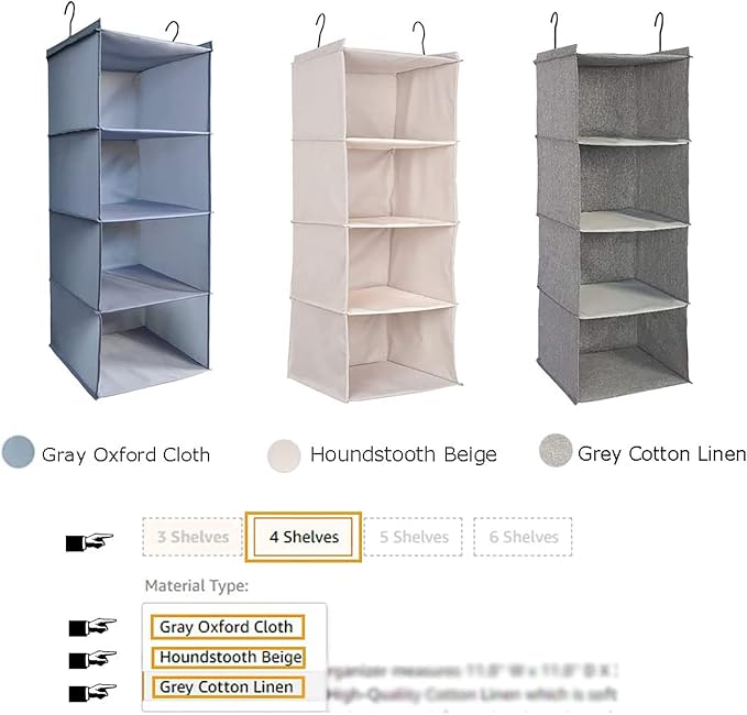 Hanging Closet Organizer 4-Tier, Oxford Wardrobe Storage, shoes & accessories; - Image 7