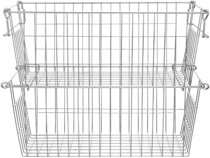 SANNO Freezer Storage Bins,Chest Organizer Wire Storage Baskets, Cubby Bins for Kitchen, Home, Pantry Snack, Vegetable, Potato, Onion