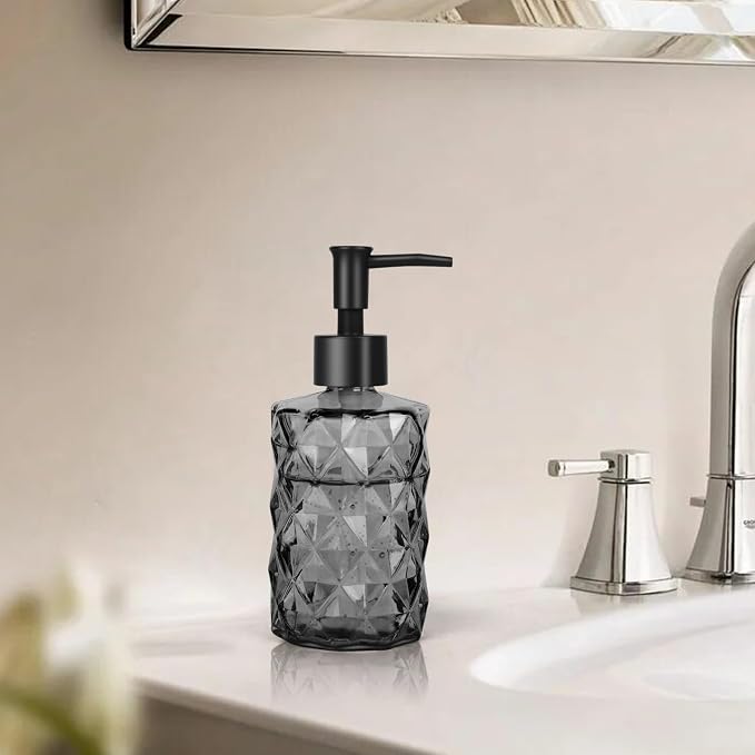11oz Glass Soap Dispenser with Plastic Pump, Elegant Dispenser - Image 8