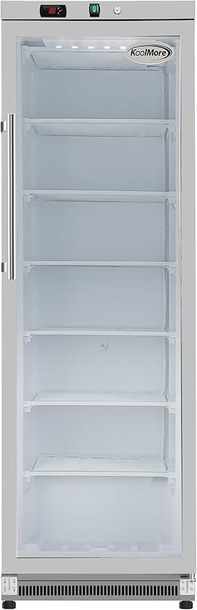 KoolMore 12 Cu. ft. Commercial Freezer with Glass Door in Stainless Steel - Manual Defrost (KM-MFD-12GSG)