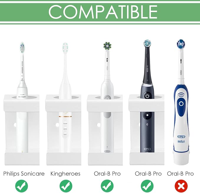 Adorila Electric Toothbrush Holder Wall Mount 2-Slot, Stainless Steel, Fits - Image 2