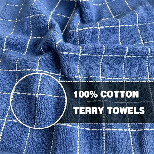 QUILTINA Kitchen Towels 6 Pack, 12 x 12 Inches, 100% Cotton Checkered Designed - Image 4