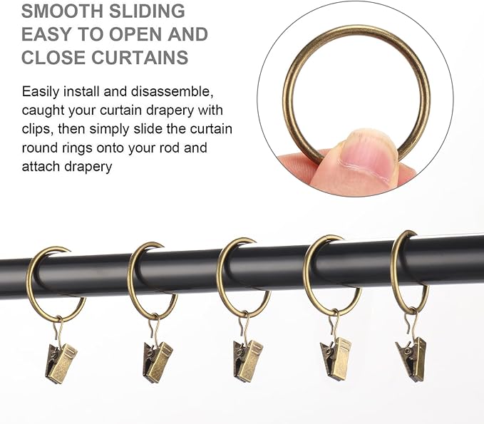 40 Pack Rings Curtain Clips Rustproof Metal Window Drapery Decorative Clips - Image 4